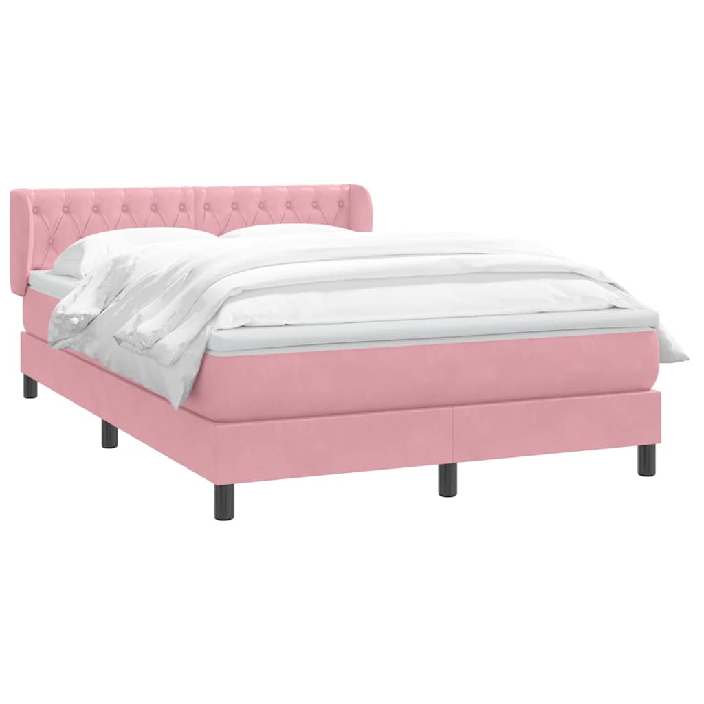vidaXL Lit à sommier tapissier avec matelas Rose 140x210 cm Velours