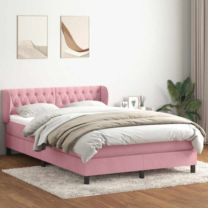 vidaXL Lit à sommier tapissier avec matelas Rose 140x210 cm Velours