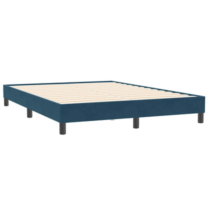 vidaXL Lit boxspring avec matelas bleu foncé 160x210 cm velours