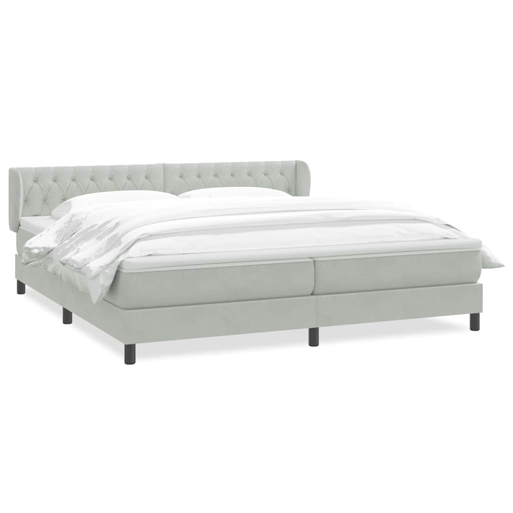 vidaXL Boxspringbett mit Matratzen Hellgrau 180x210 cm Samt