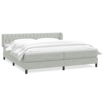 vidaXL Boxspringbett mit Matratzen Hellgrau 180x210 cm Samt
