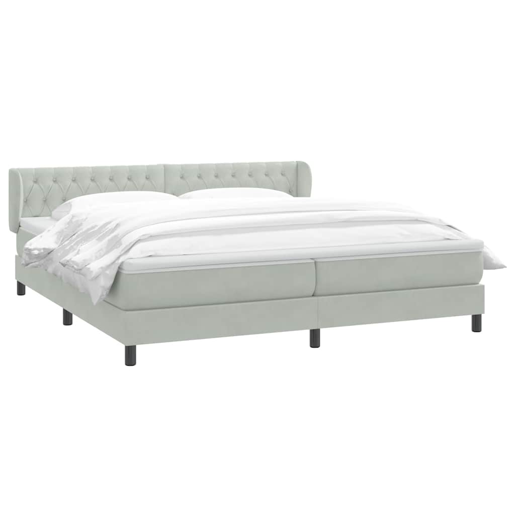 vidaXL Boxspringbett mit Matratzen Hellgrau 180x210 cm Samt