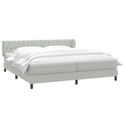 vidaXL Boxspringbett mit Matratzen Hellgrau 180x210 cm Samt