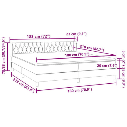 vidaXL Boxspringbett mit Matratzen Hellgrau 180x210 cm Samt