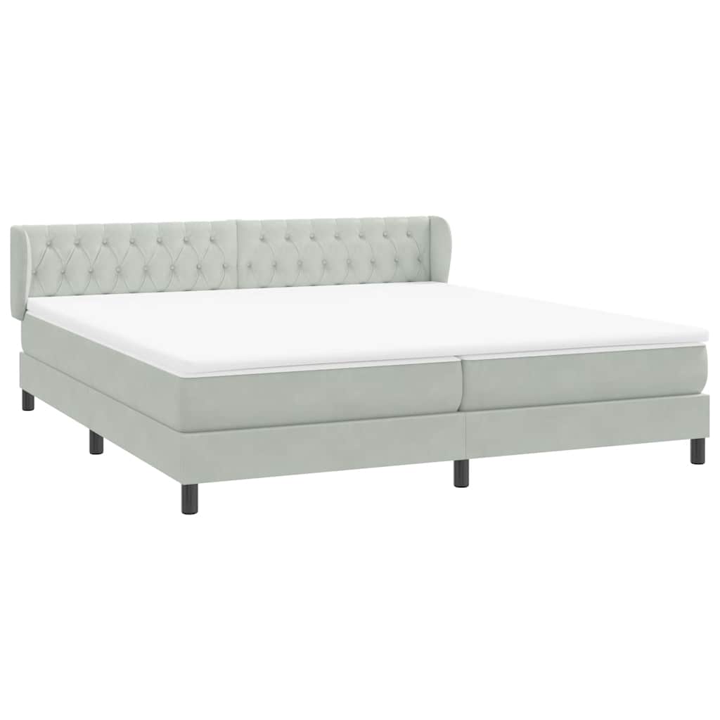 vidaXL Boxspringbett mit Matratzen Hellgrau 180x210 cm Samt