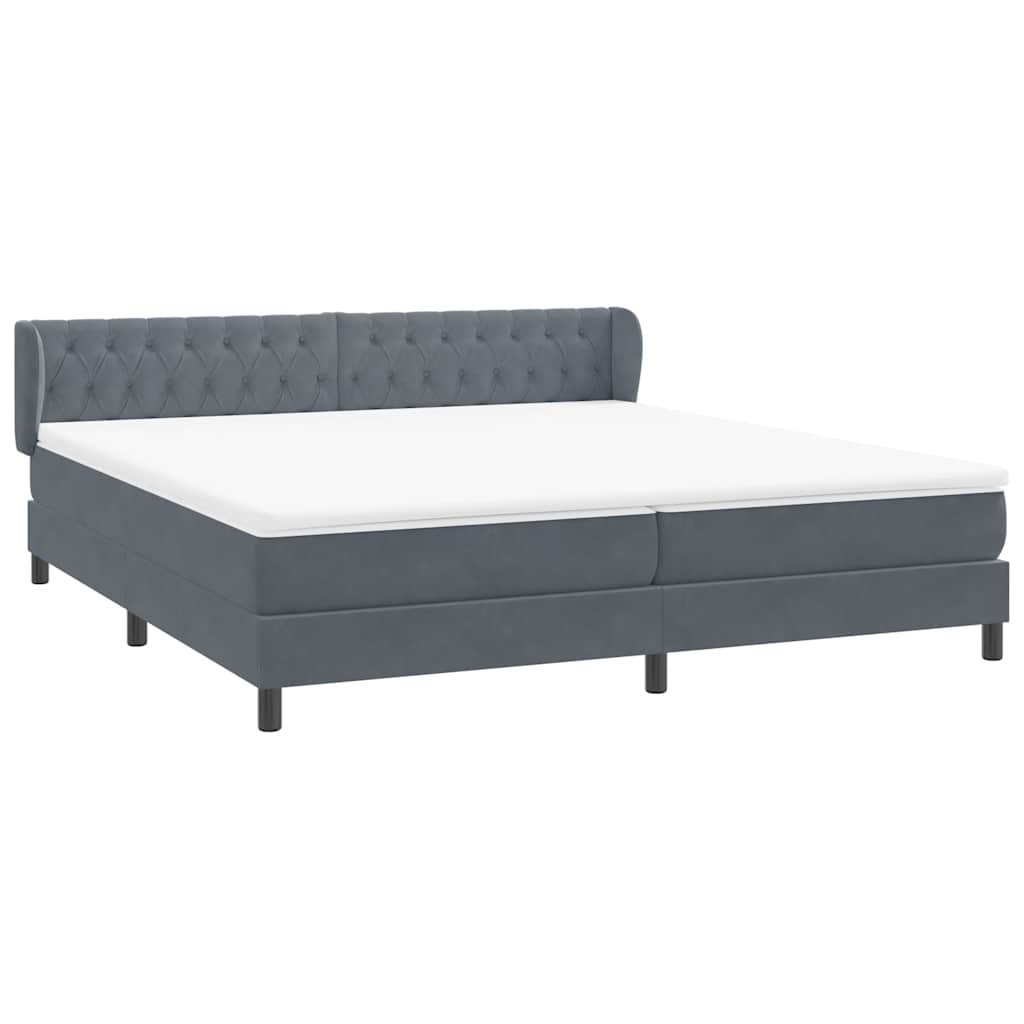 vidaXL Lit coffre avec matelas Gris foncé 180x210 cm Velours