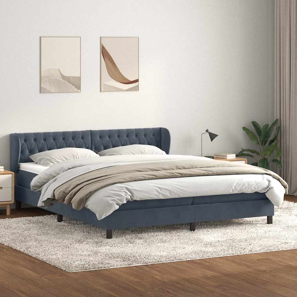 vidaXL Lit coffre avec matelas Gris foncé 180x210 cm Velours