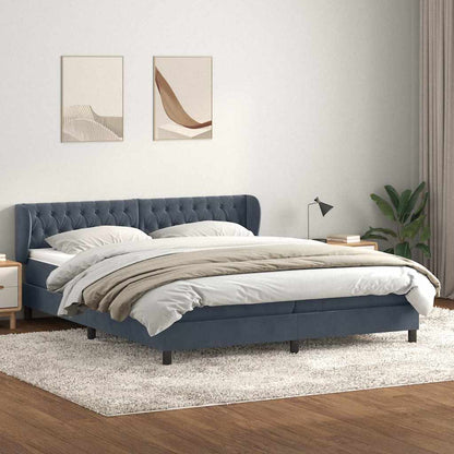 vidaXL Lit coffre avec matelas Gris foncé 180x210 cm Velours