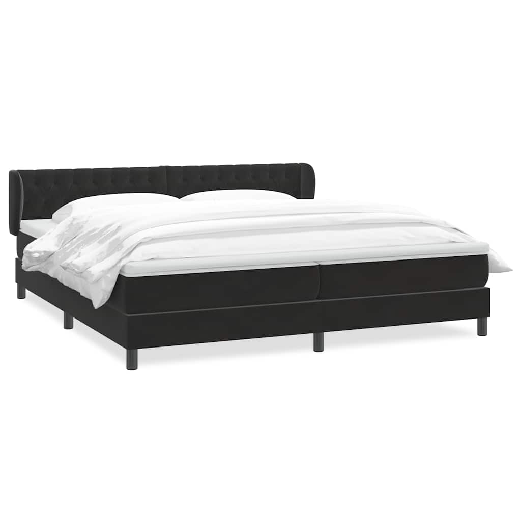 vidaXL Lit boxspring avec matelas Noir 180x210 cm Velours