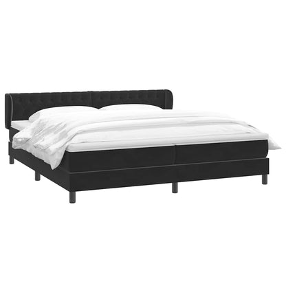vidaXL Lit boxspring avec matelas Noir 180x210 cm Velours