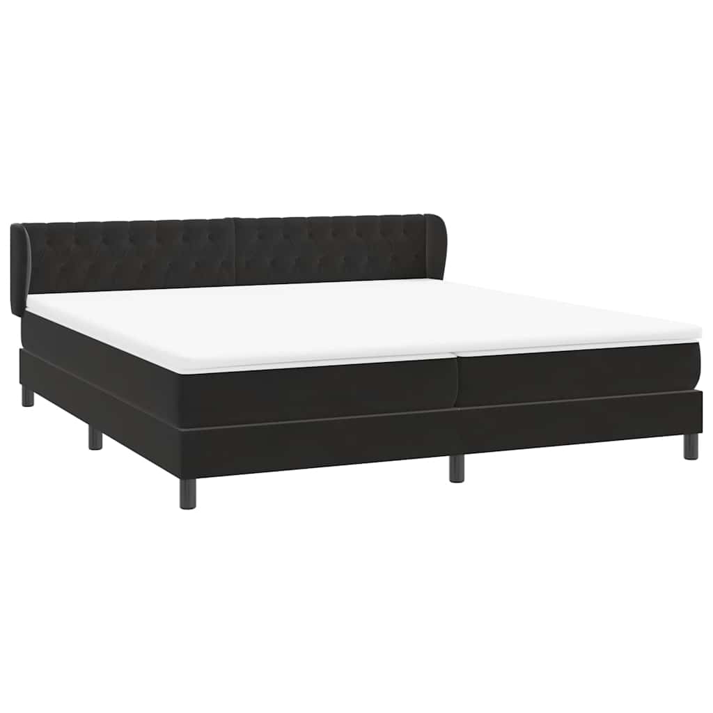 vidaXL Lit boxspring avec matelas Noir 180x210 cm Velours
