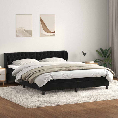 vidaXL Lit boxspring avec matelas Noir 180x210 cm Velours
