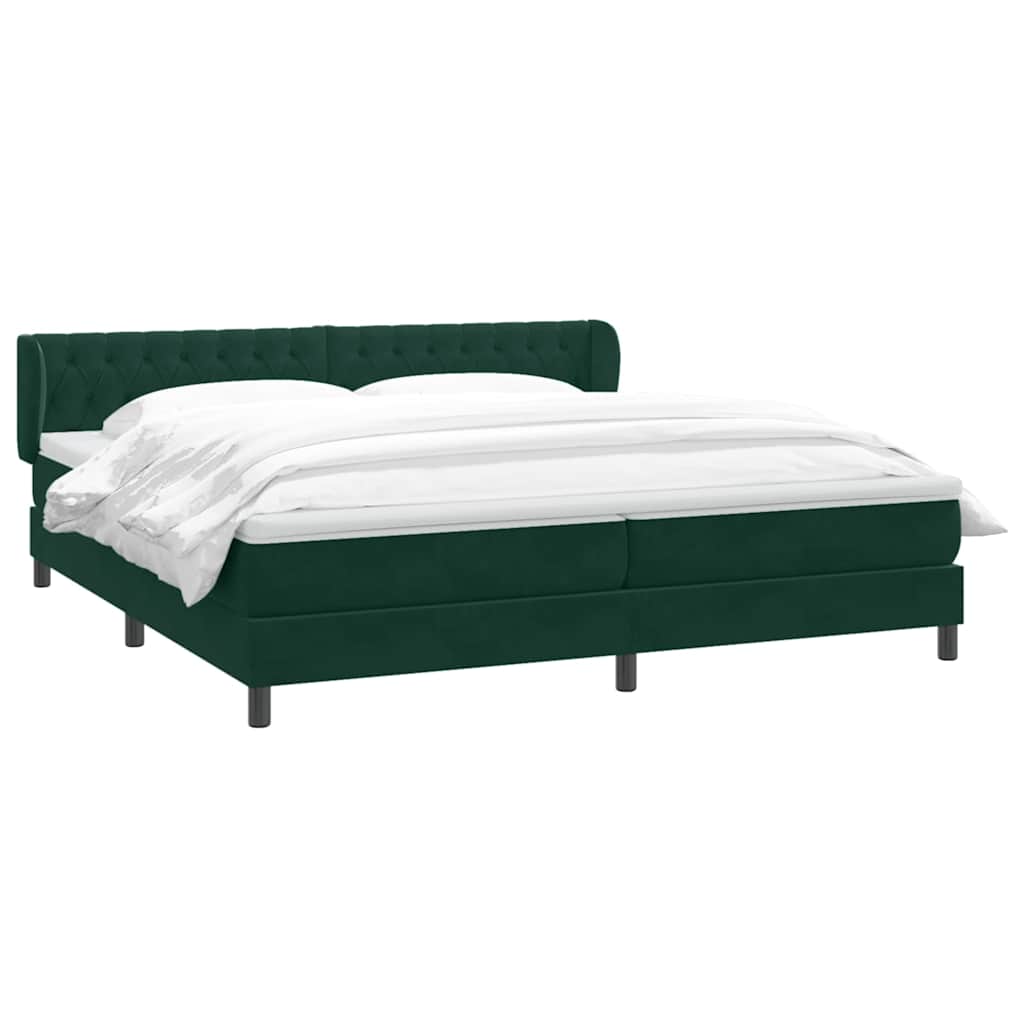 vidaXL Boxspringbett mit Matratzen Dunkelgrün 180x210 cm Samt