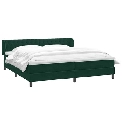 vidaXL Boxspringbett mit Matratzen Dunkelgrün 180x210 cm Samt