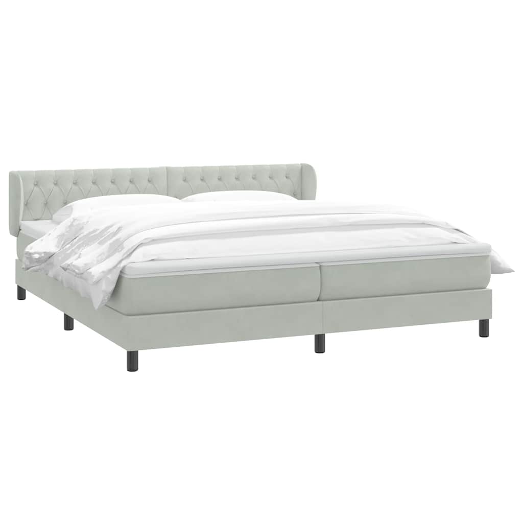 vidaXL Boxspringbett mit Matratzen Hellgrau 200x210 cm Samt