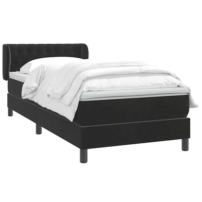 vidaXL Lit boxspring avec matelas noir 90x220 cm velours