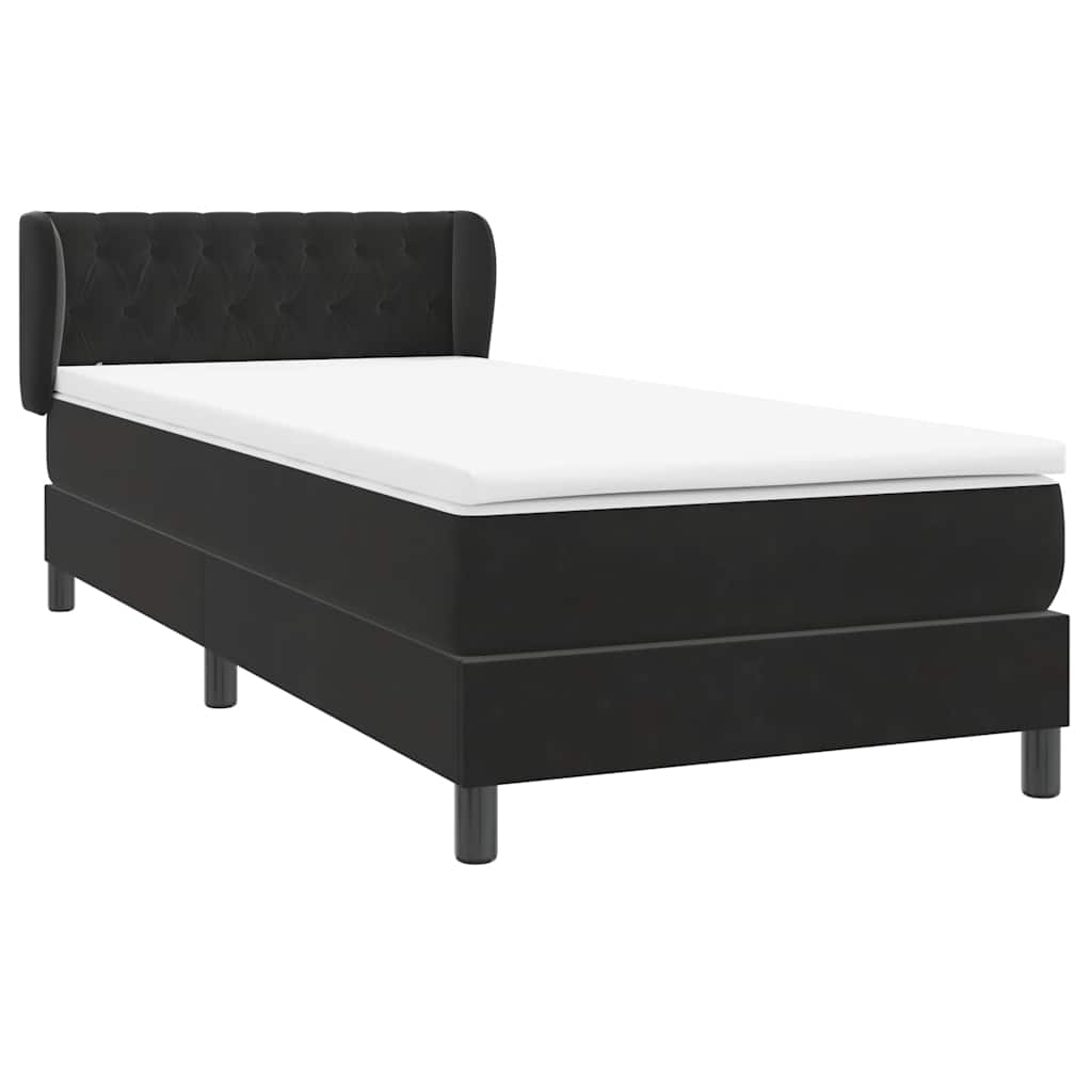 vidaXL Lit boxspring avec matelas noir 90x220 cm velours