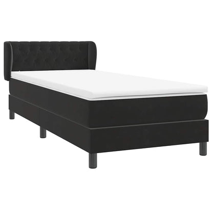 vidaXL Lit boxspring avec matelas noir 90x220 cm velours