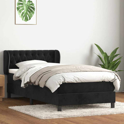 vidaXL Lit boxspring avec matelas noir 90x220 cm velours
