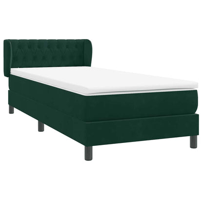 vidaXL Boxspringbett mit Matratze Dunkelgrün 90x220 cm Samt