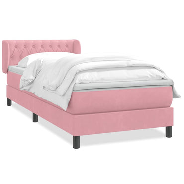 vidaXL Boxspringbett mit Matratze Rosa 90x220 cm Samt