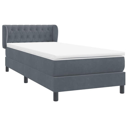 vidaXL Boxspringbett mit Matratze Dunkelgrau 100x220 cm Samt