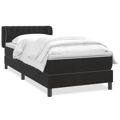 vidaXL Boxspringbett mit Matratze Schwarz 100x220 cm Samt
