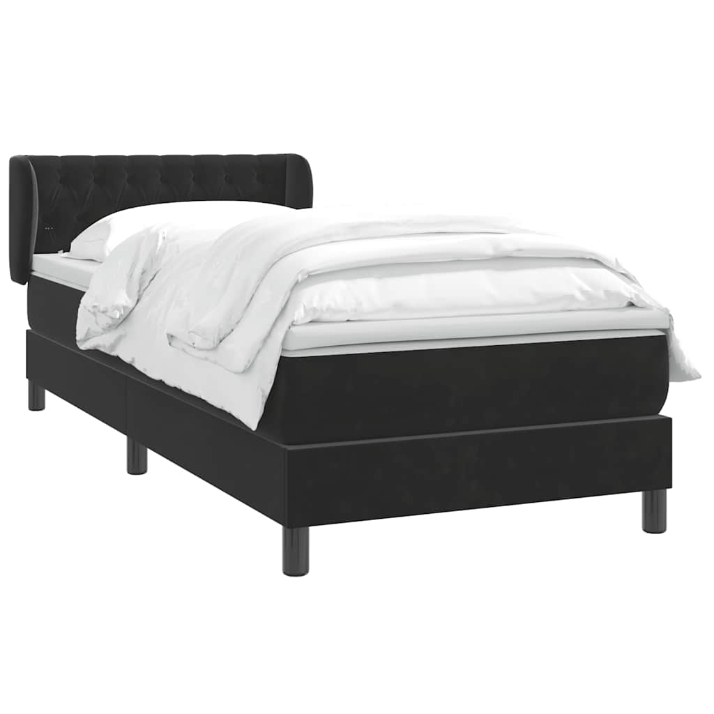 vidaXL Boxspringbett mit Matratze Schwarz 100x220 cm Samt