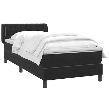 vidaXL Boxspringbett mit Matratze Schwarz 100x220 cm Samt