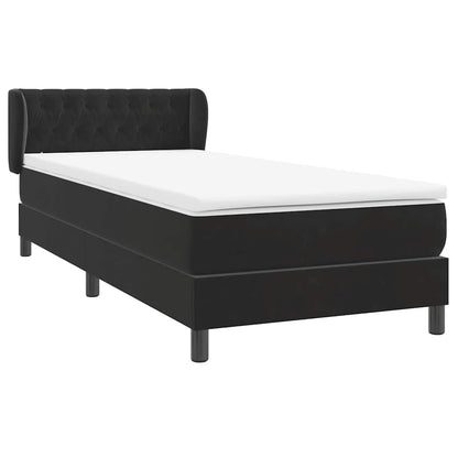 vidaXL Boxspringbett mit Matratze Schwarz 100x220 cm Samt