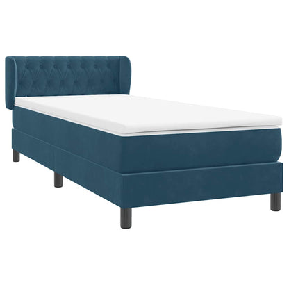 vidaXL Boxspringbett mit Matratze Dunkelblau 100x220 cm Samt