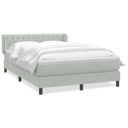 vidaXL Lit tapissier avec matelas Gris clair 140x220 cm Velours