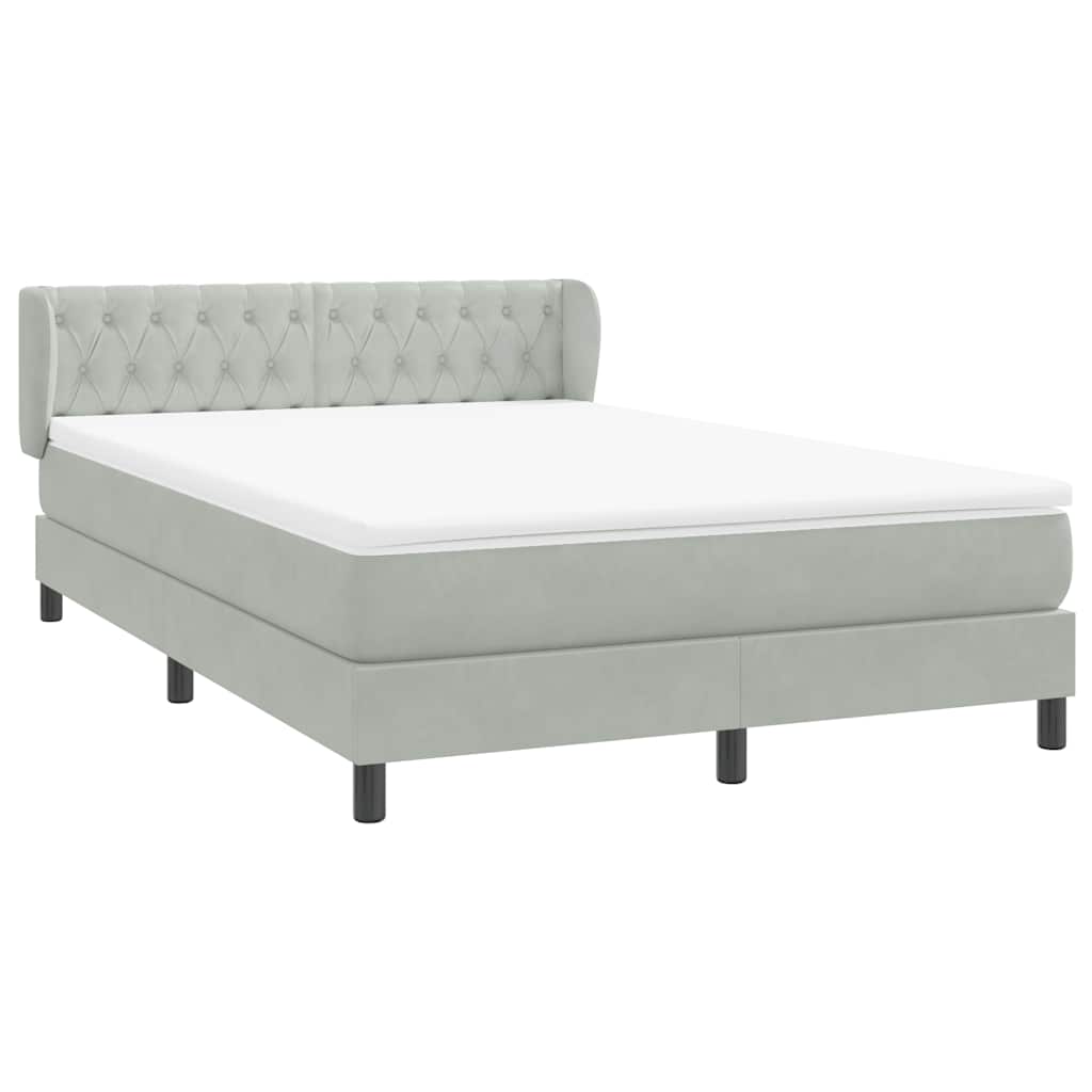 vidaXL Lit tapissier avec matelas Gris clair 140x220 cm Velours