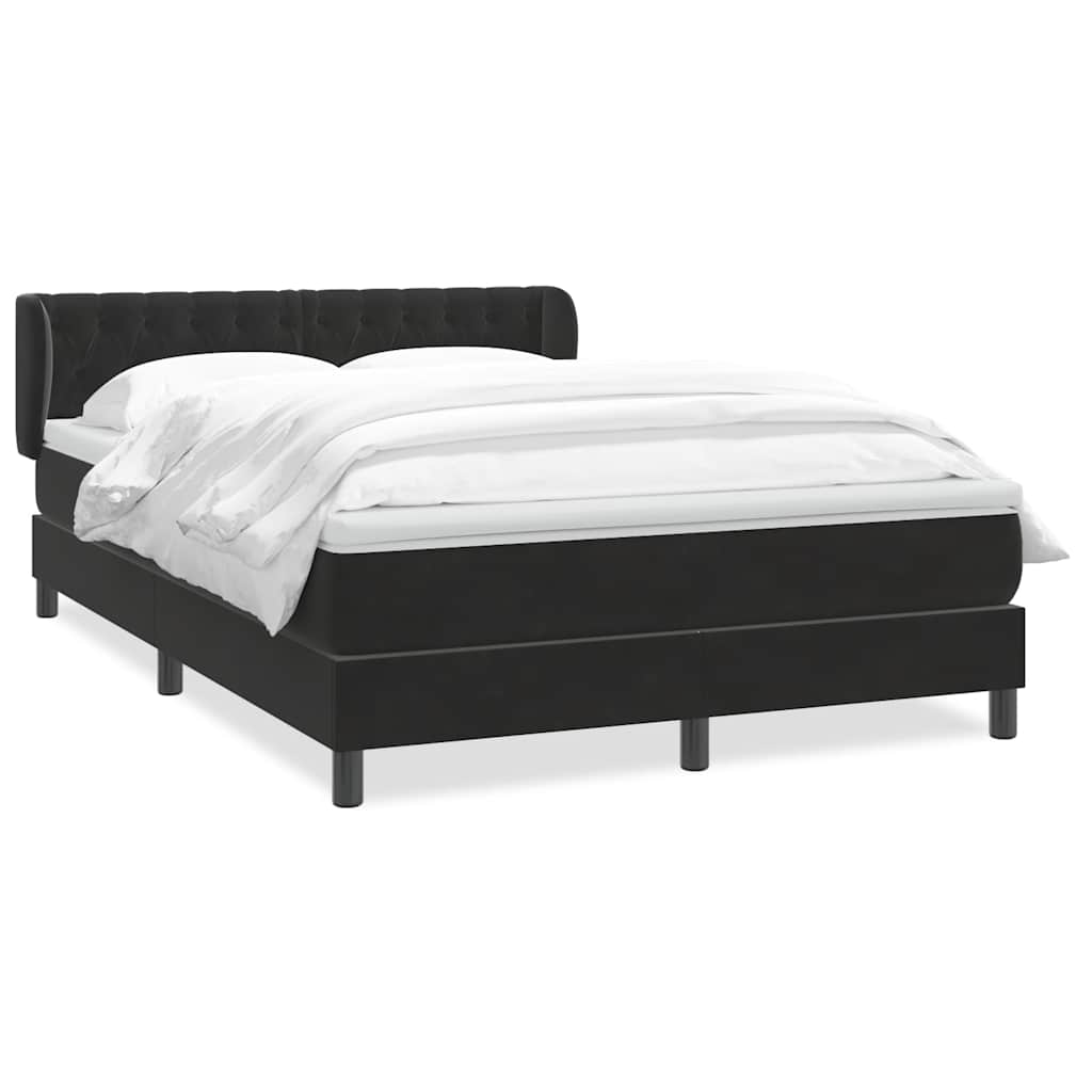 vidaXL Boxspringbett mit Matratze Schwarz 140x220 cm Samt