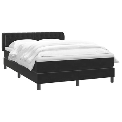 vidaXL Boxspringbett mit Matratze Schwarz 140x220 cm Samt