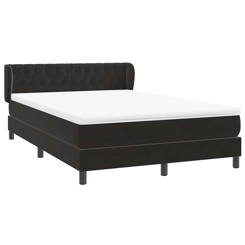 vidaXL Boxspringbett mit Matratze Schwarz 140x220 cm Samt