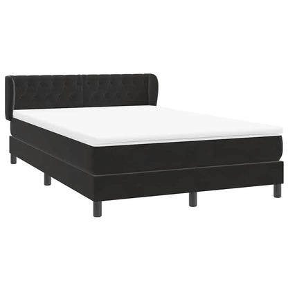 vidaXL Boxspringbett mit Matratze Schwarz 140x220 cm Samt