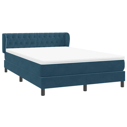 vidaXL Boxspringbett mit Matratze Dunkelblau 140x220 cm Samt