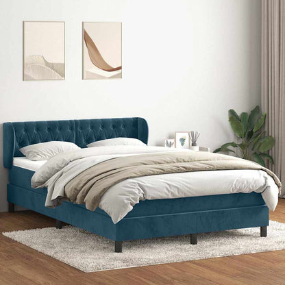 vidaXL Boxspringbett mit Matratze Dunkelblau 140x220 cm Samt