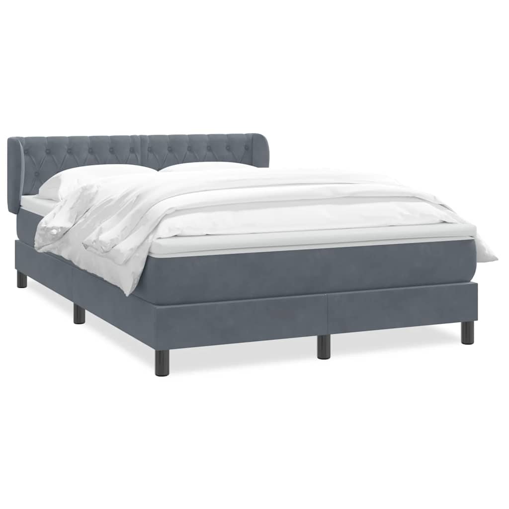 vidaXL Boxspringbett mit Matratze Dunkelgrau 160x220 cm Samt