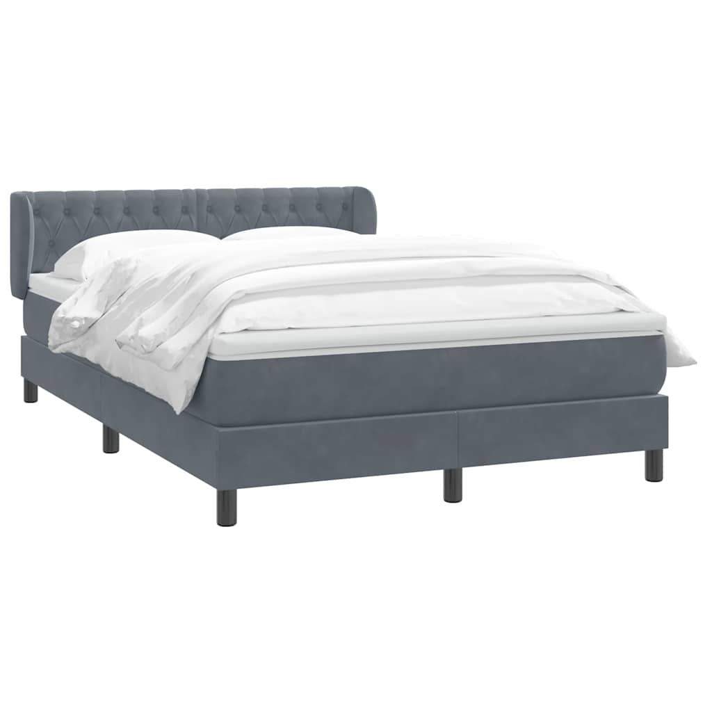 vidaXL Boxspringbett mit Matratze Dunkelgrau 160x220 cm Samt