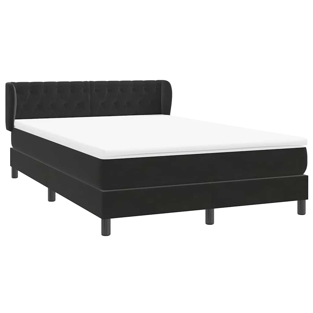 vidaXL Lit tapissier avec matelas Noir 160x220 cm Velours