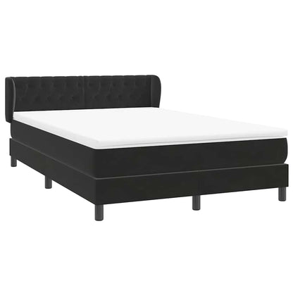 vidaXL Lit tapissier avec matelas Noir 160x220 cm Velours