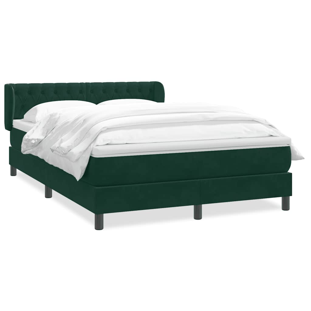 vidaXL Lit boxspring avec matelas Velours vert foncé 160x220 cm