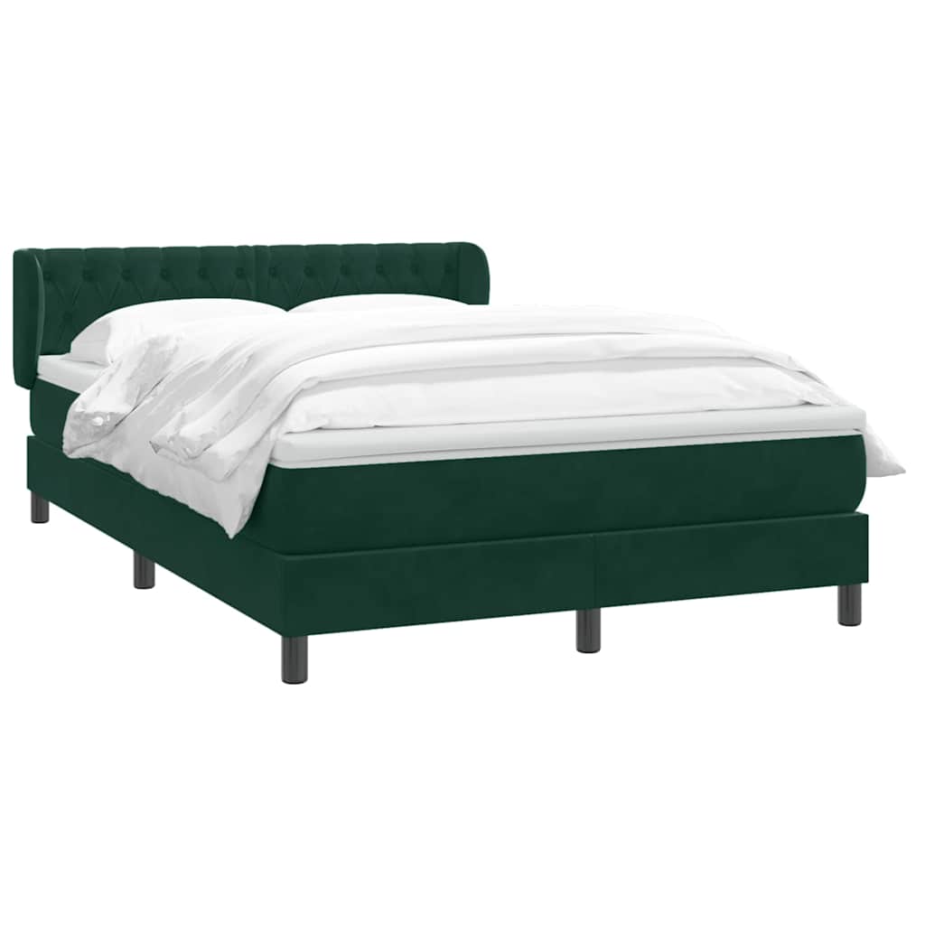 vidaXL Lit boxspring avec matelas Velours vert foncé 160x220 cm
