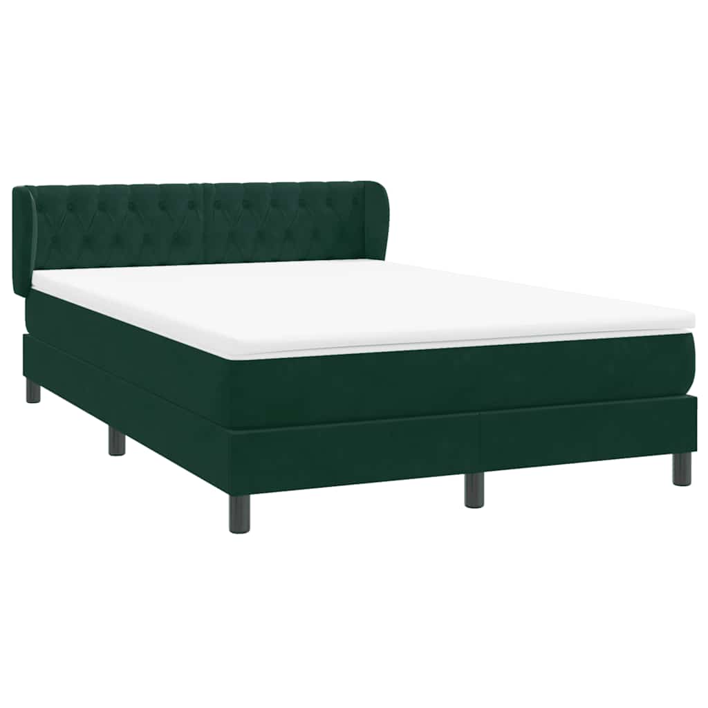 vidaXL Lit boxspring avec matelas Velours vert foncé 160x220 cm