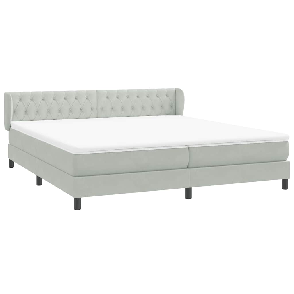 vidaXL Boxspringbett mit Matratzen Hellgrau 180x220 cm Samt