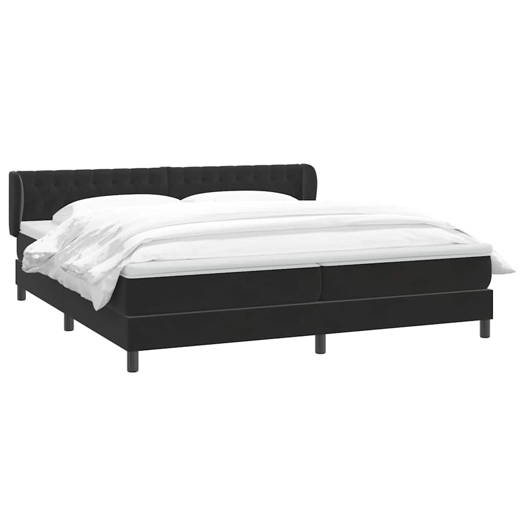 vidaXL Boxspringbett mit Matratzen Schwarz 180x220 cm Samt