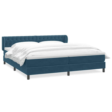 vidaXL Boxspringbett mit Matratzen Dunkelblau 180x220 cm Samt