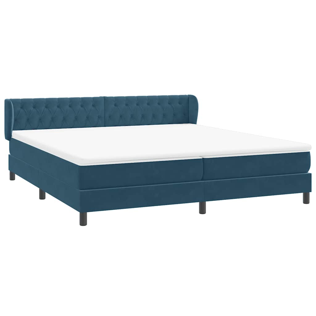 vidaXL Boxspringbett mit Matratzen Dunkelblau 180x220 cm Samt